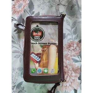 SAVE THE GIRLS ZIP AROUND CROSSBODY CLUTCH WALLETT MULTI COMPARTMENTS BURGANDY